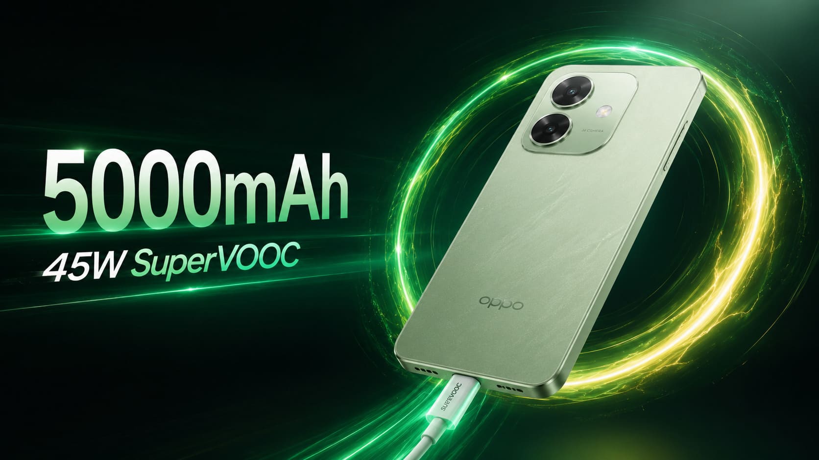 Thời lượng pin 5000mAh và Công nghệ sạc nhanh 45W SuperVOOC
