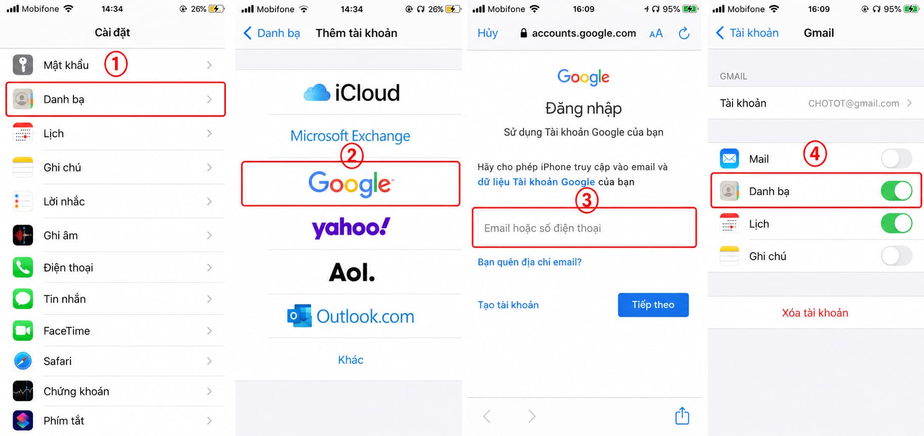 Cách Đồng Bộ Danh Ba Với Google Trên iPhone