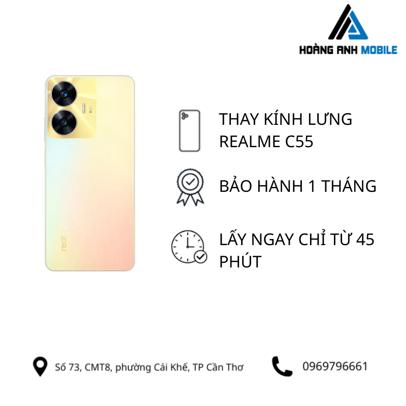 Thay kính lưng Realme C55
