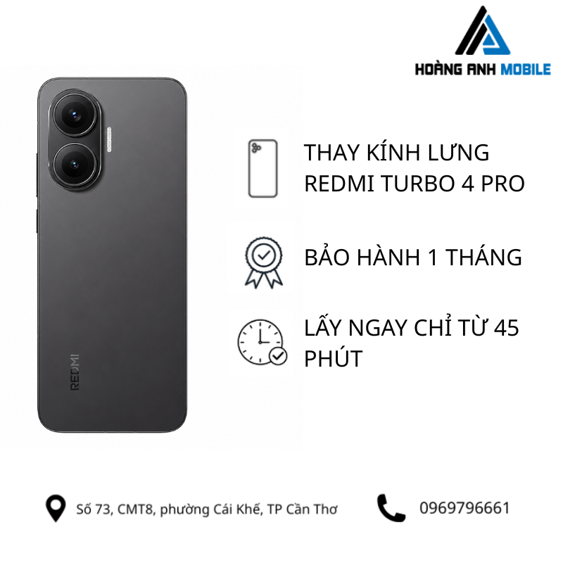 Thay kính lưng Redmi Turbo 4 Pro
