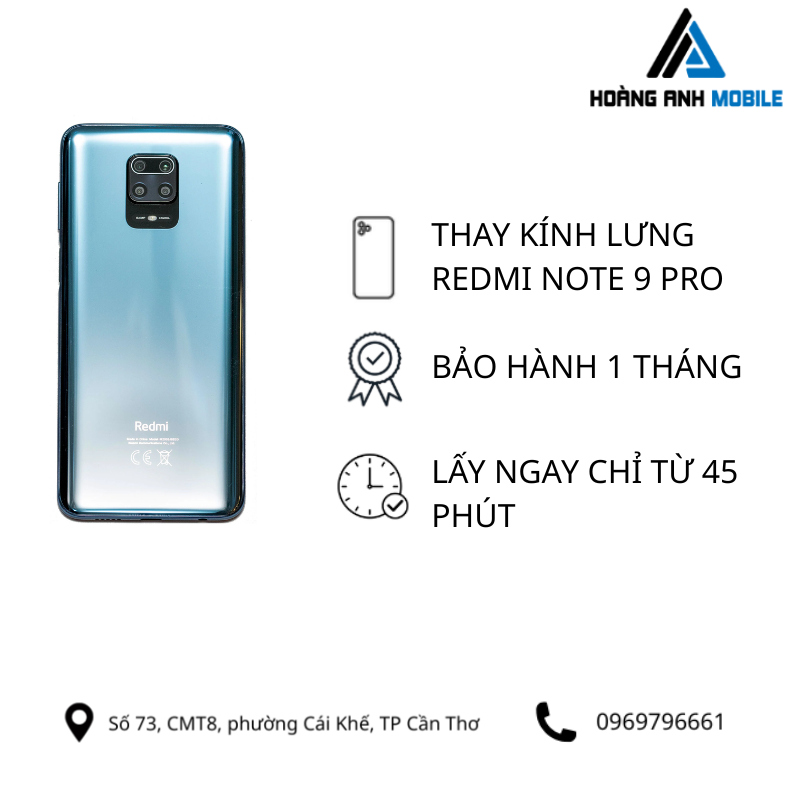 Thay kính lưng Redmi Note 9 Pro