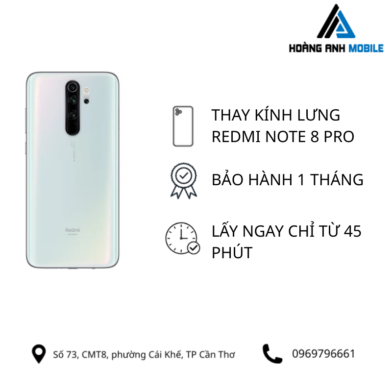 Thay kính lưng Redmi Note 8 Pro