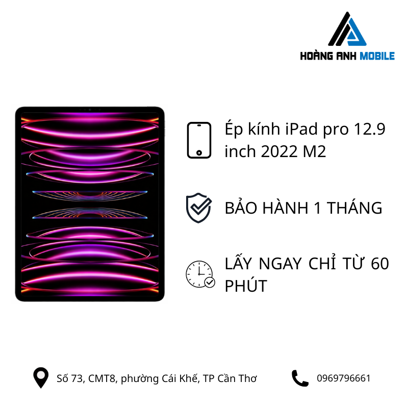 Ép kính iPad pro 12.9 inch 2022 M2