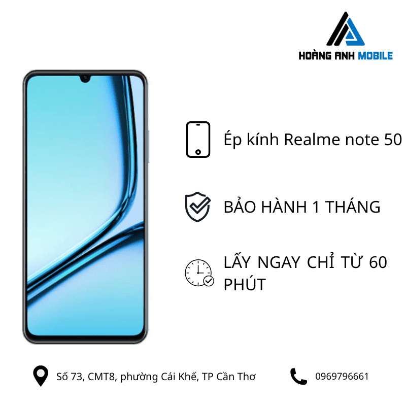 Ép kính Realme note 50