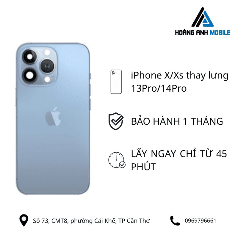 iPhone X/Xs thay lưng 13Pro/14Pro