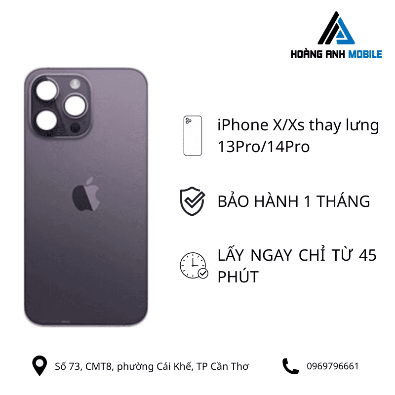 iPhone X/Xs thay lưng 13Pro/14Pro