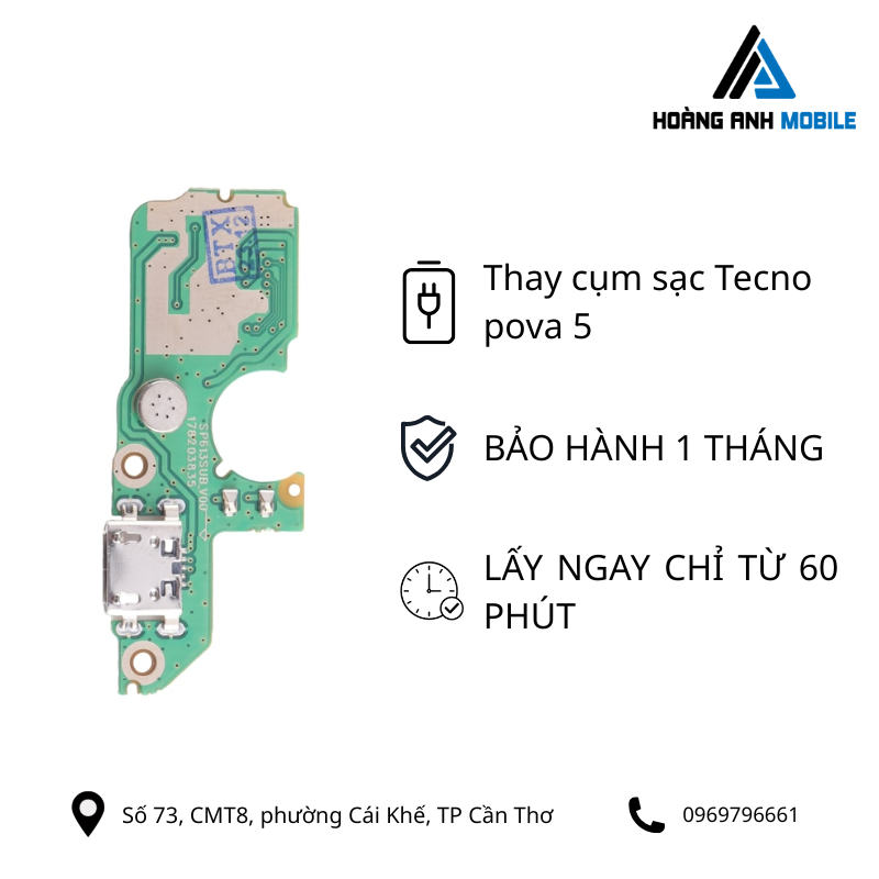 Thay cụm sạc Tecno pova 5