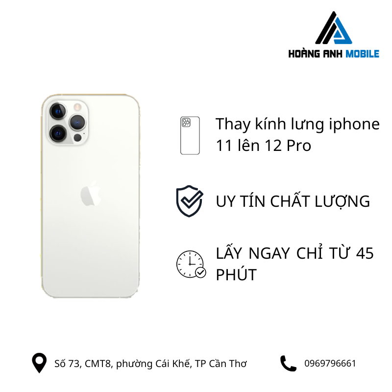 Thay kính lưng iPhone 11 lên 12 Pro/13Pro/14Pro/15Pro/16Pro