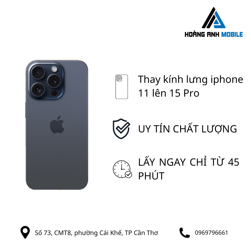 Thay kính lưng iPhone 11 lên 12 Pro/13Pro/14Pro/15Pro/16Pro