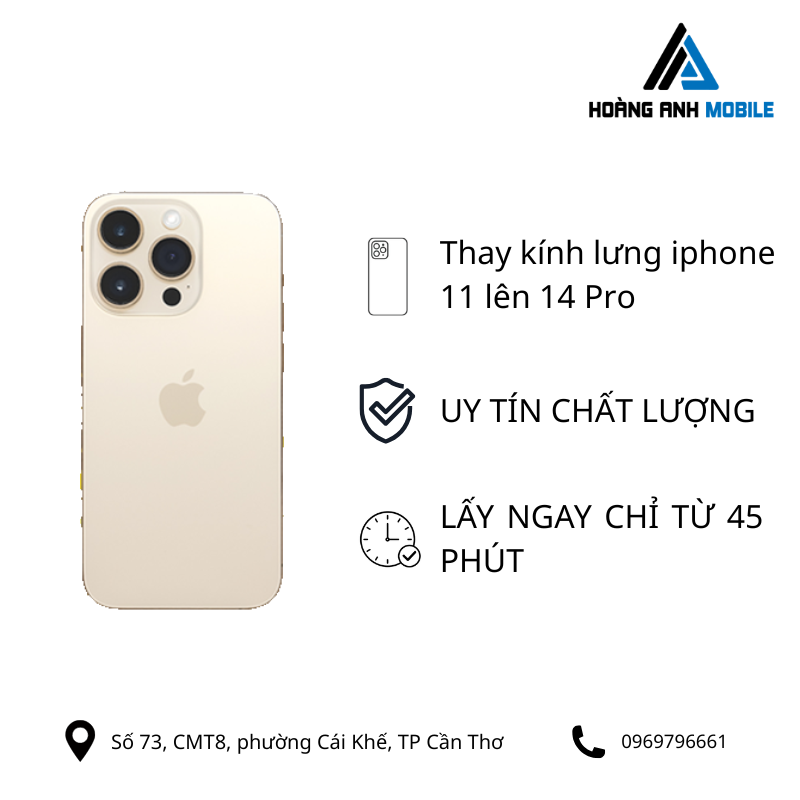 Thay kính lưng iPhone 11 lên 12 Pro/13Pro/14Pro/15Pro/16Pro