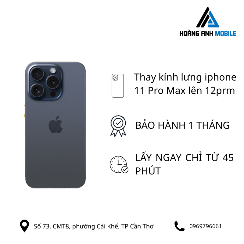 Thay kính lưng iphone 11 Pro Max lên 12prm/13prm /14prm/15prm