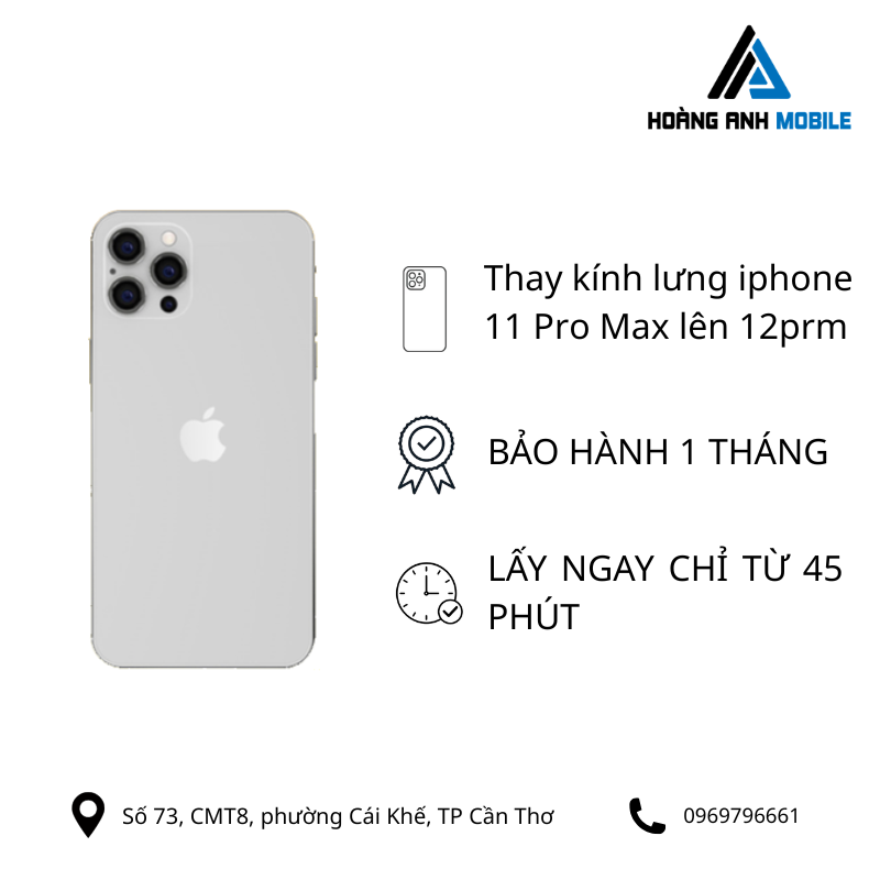 Thay kính lưng iphone 11 Pro Max lên 12prm/13prm /14prm/15prm