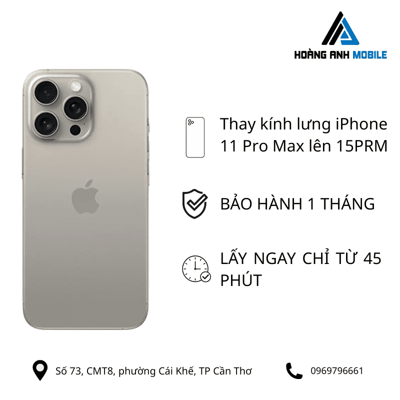 Thay kính lưng iphone 11 Pro Max lên 12prm/13prm /14prm/15prm