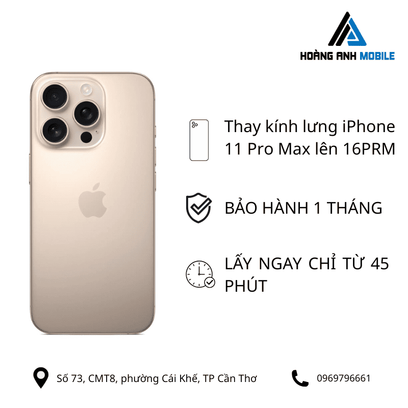 Thay kính lưng iphone 11 Pro Max lên 12prm/13prm /14prm/15prm