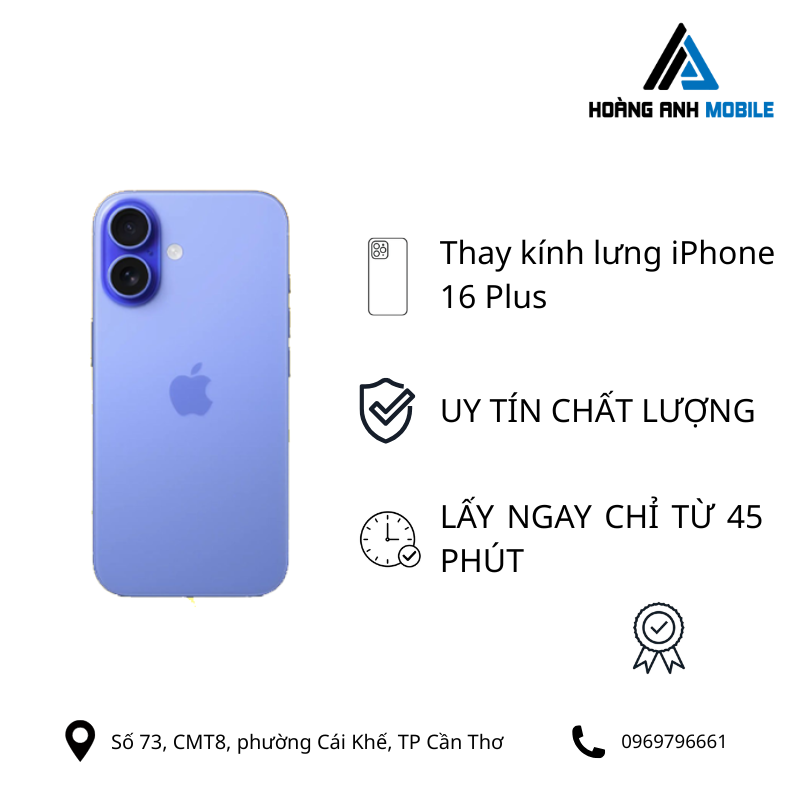 Thay kính lưng iPhone 16 Plus