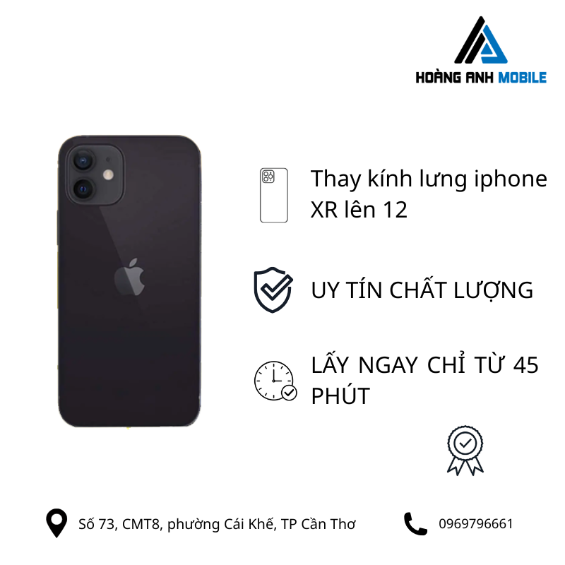 Thay kính lưng iPhone Xr lên 12