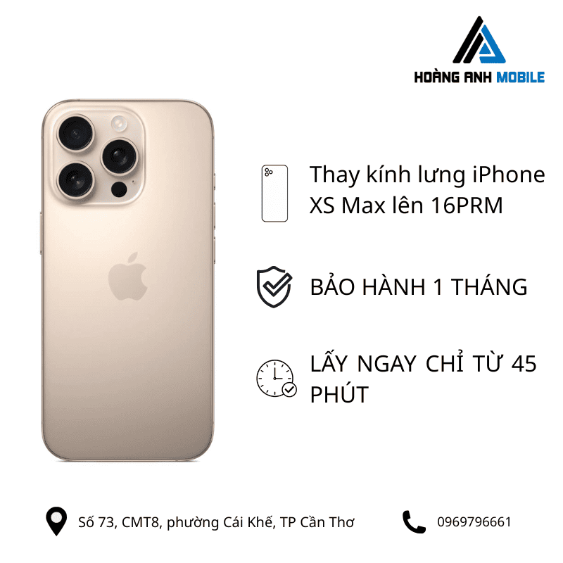 Thay kính lưng iPhone XS Max lên 16PRM