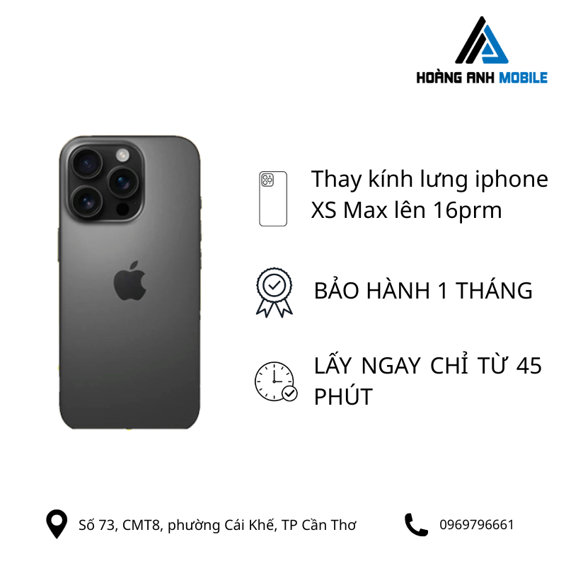 Thay kính lưng iPhone Xs Max lên 16Prm