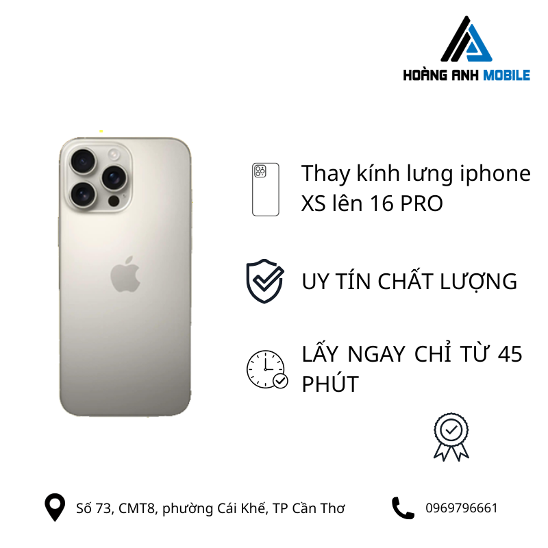 Thay kính lưng Xs lên 13Pro/14Pro/15Pro/16Pro