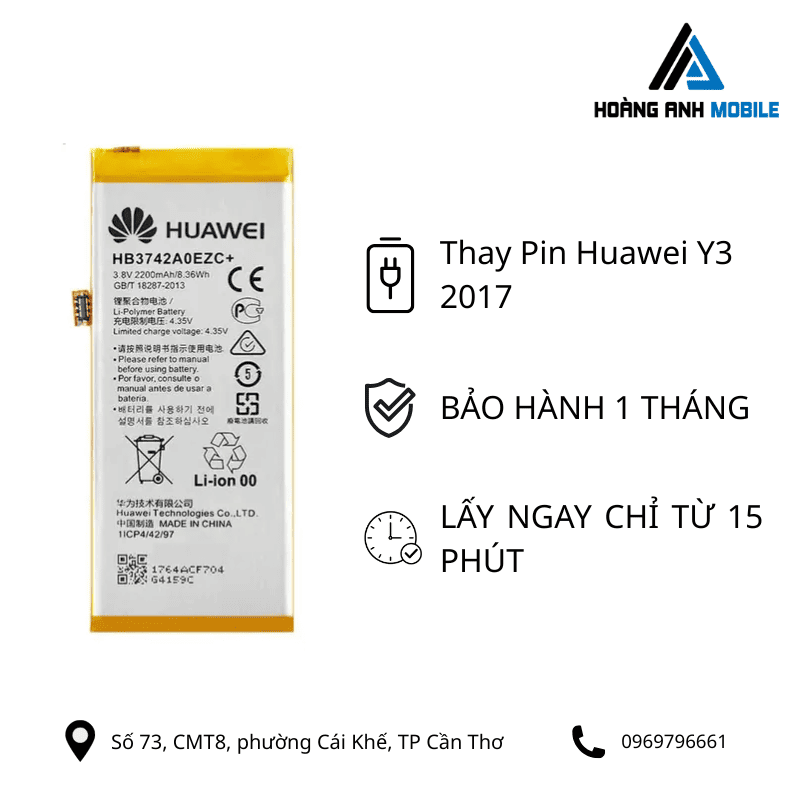 Thay Pin Huawei Y3 2017
