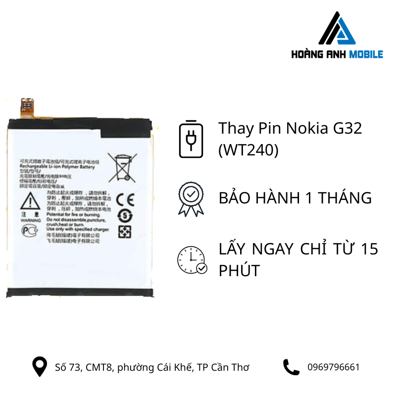 Thay pin Nokia C32 (WT240)