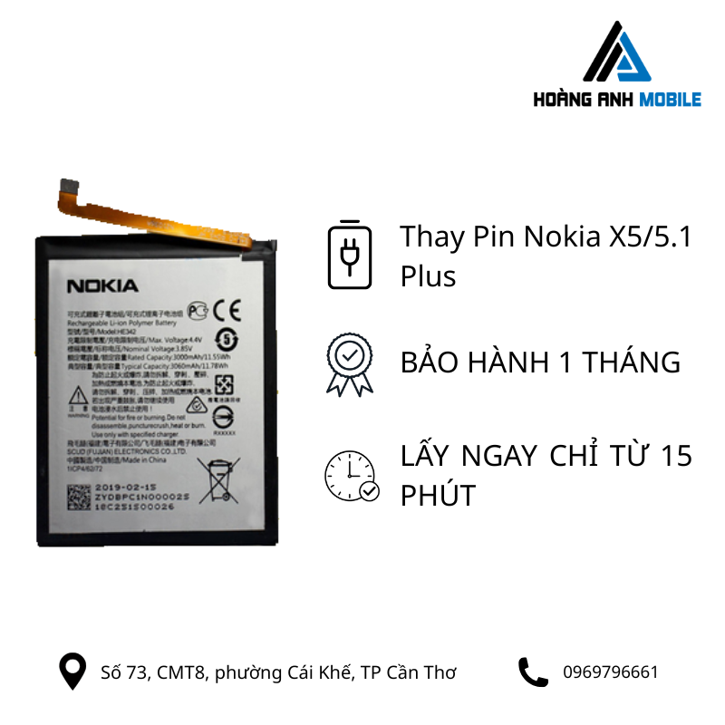 Thay pin Nokia X5/ 5.1 Plus