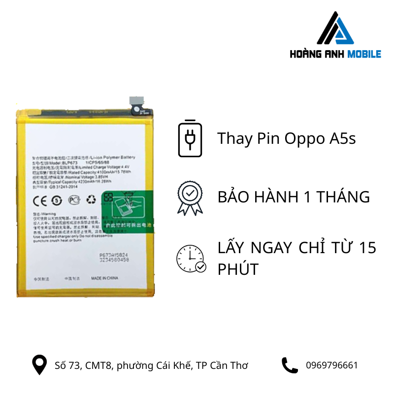 Thay pin Oppo A5s