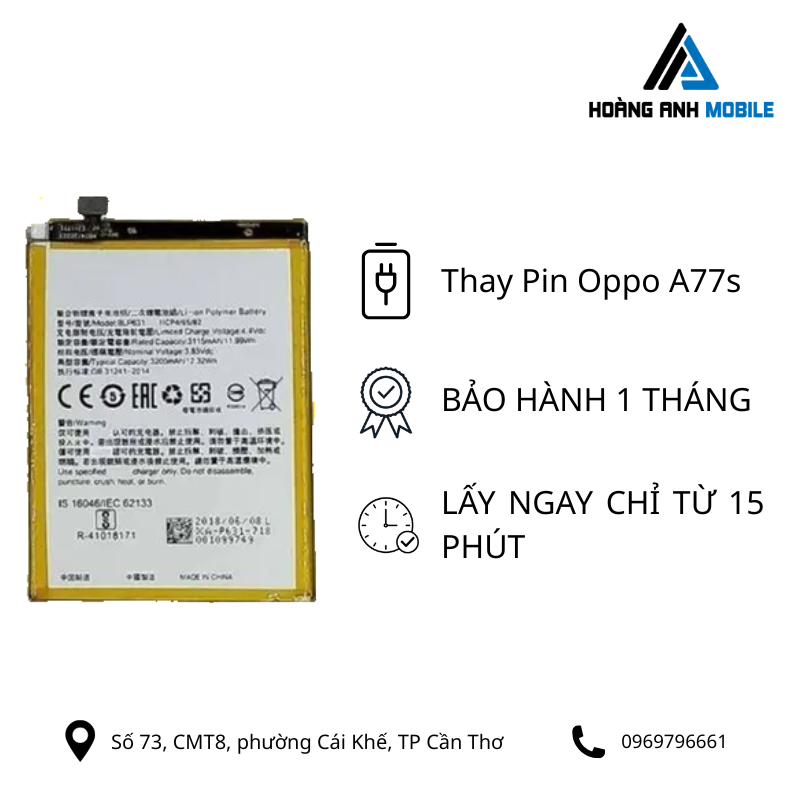 Thay pin Oppo A77s