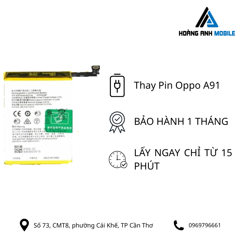 Thay pin Oppo A91