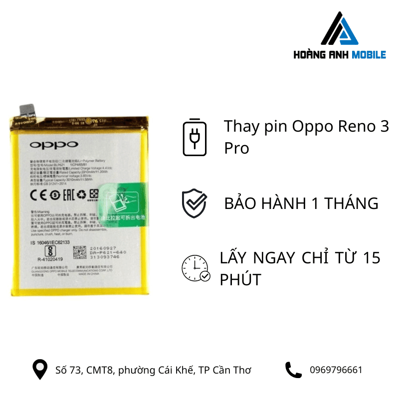 Thay pin Oppo Reno 3 Pro