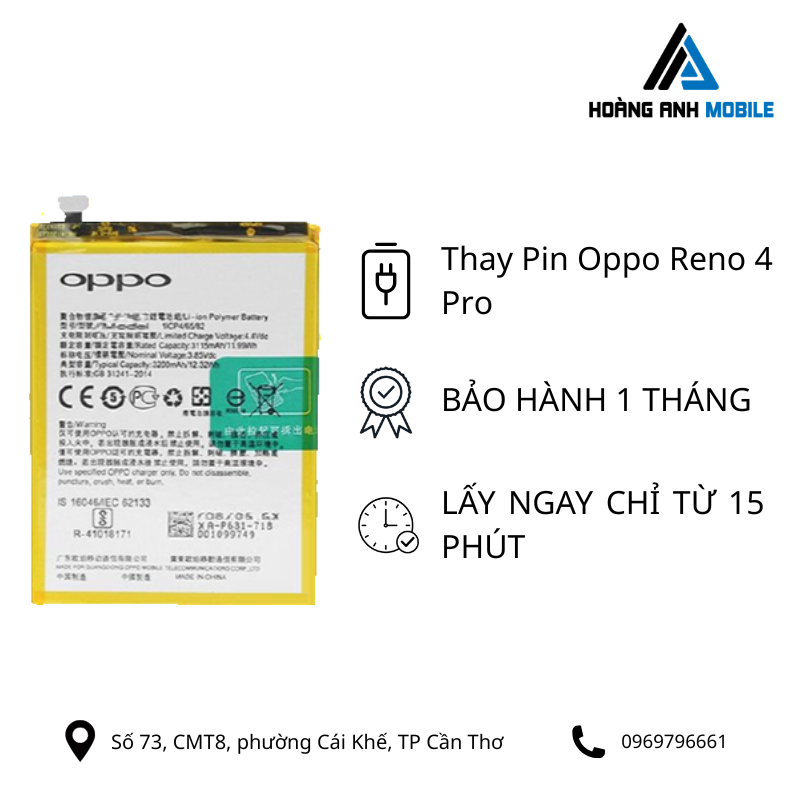 Thay pin Oppo Reno 4 Pro