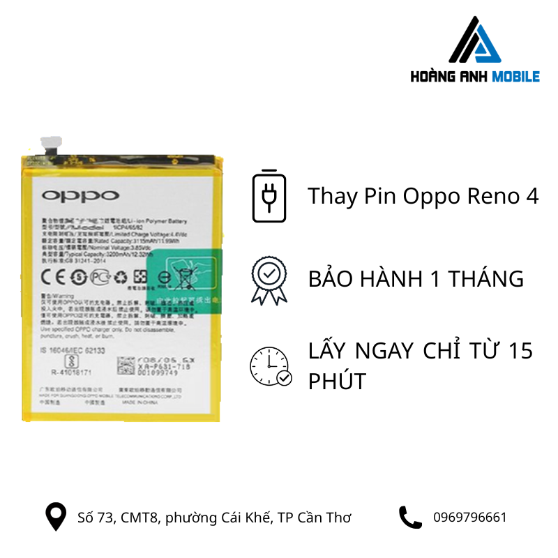 Thay pin Oppo Reno 4