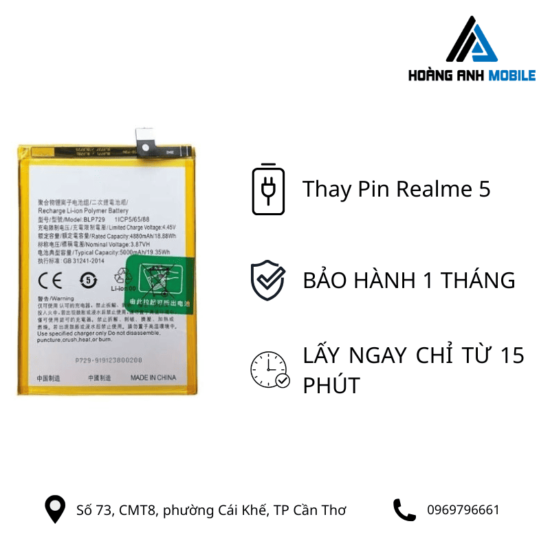 Thay pin Realme 5