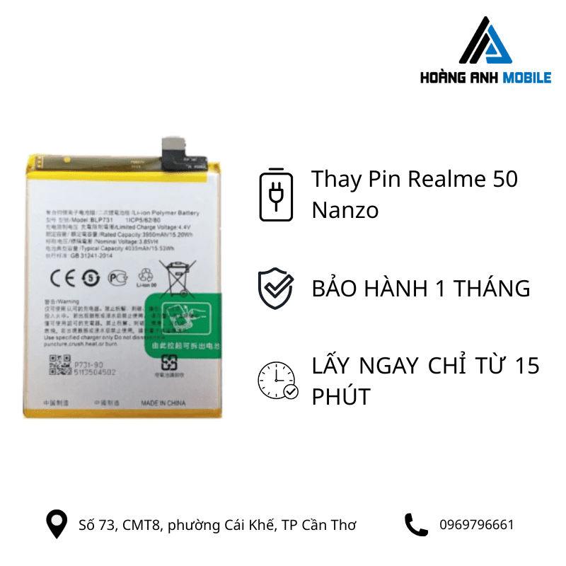 Thay pin Realme 50 Nanzo