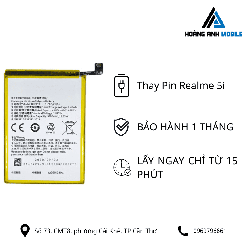 Thay pin Realme 5i
