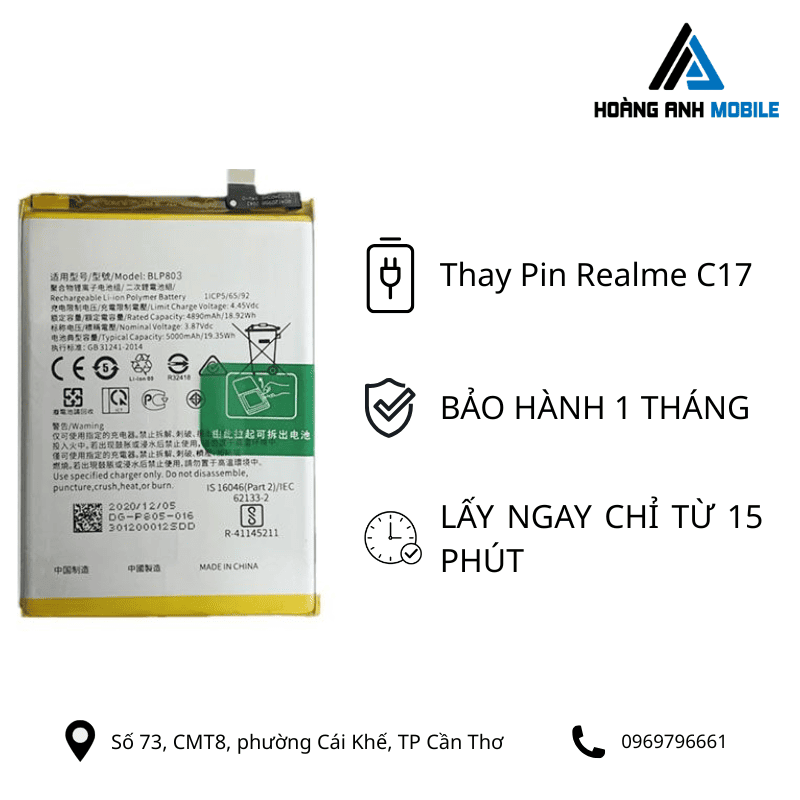 Thay pin Realme C17