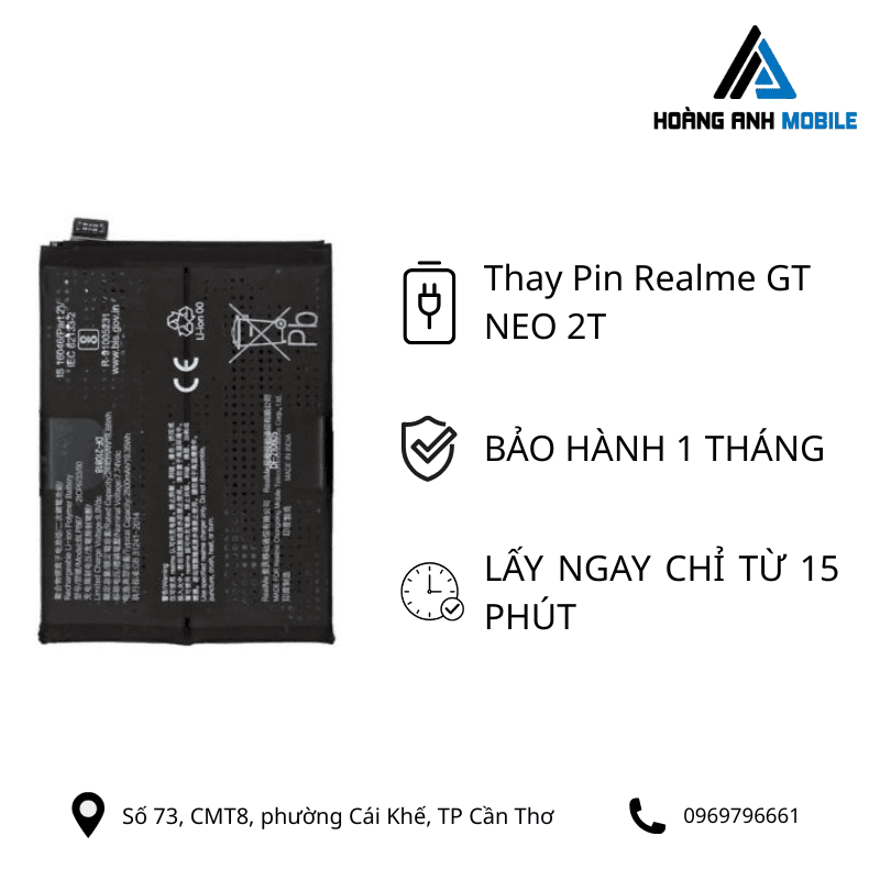 Thay pin Realme GT Neo 2T