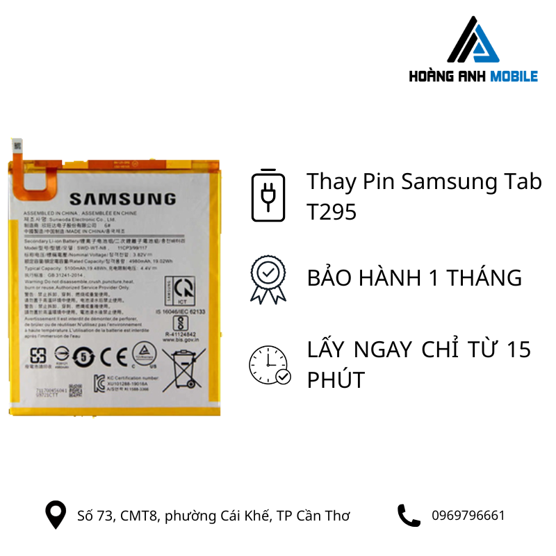 Thay pin samsung Tab T295