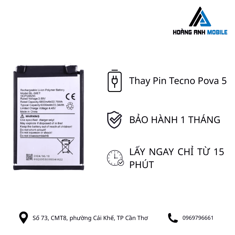 Thay pin Tecno Pova 5