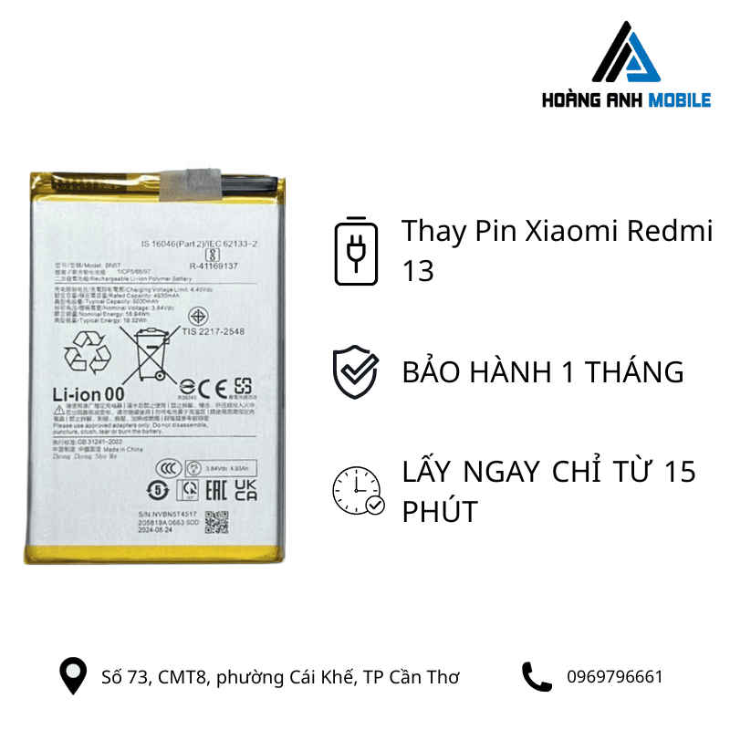 Thay Pin Xiaomi Redmi 13