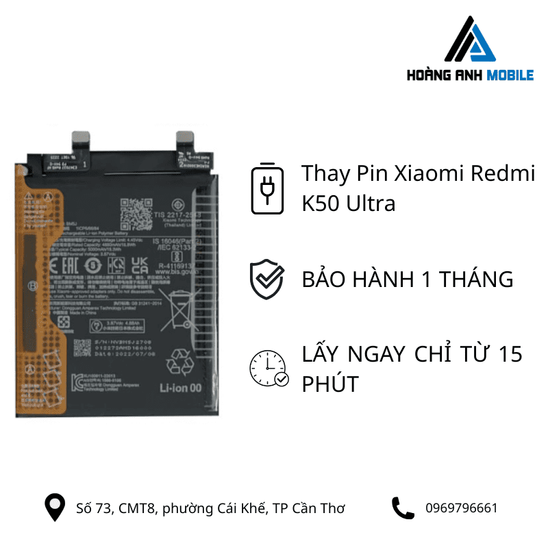 Thay Pin Xiaomi Redmi K50 Ultra