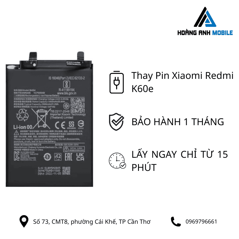 Thay Pin Xiaomi Redmi K60e