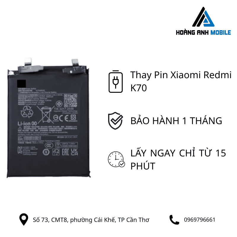 Thay Pin Xiaomi Redmi K70