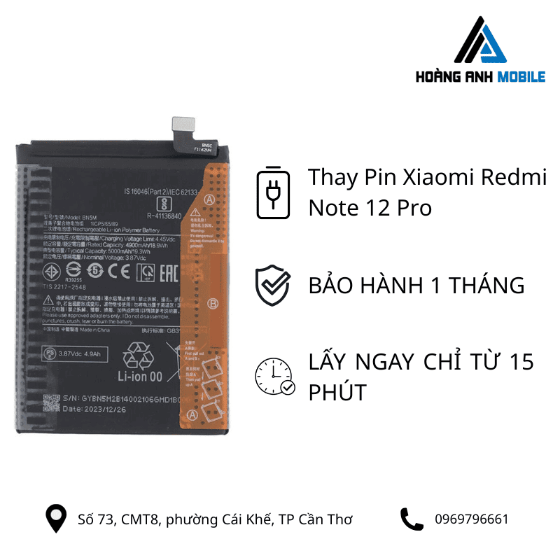 Thay Pin Xiaomi Redmi Note 12 Pro