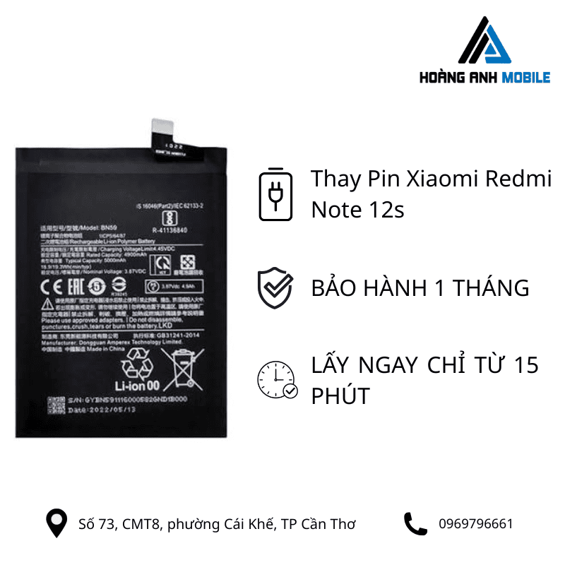 Thay Pin Xiaomi Redmi Note 12s