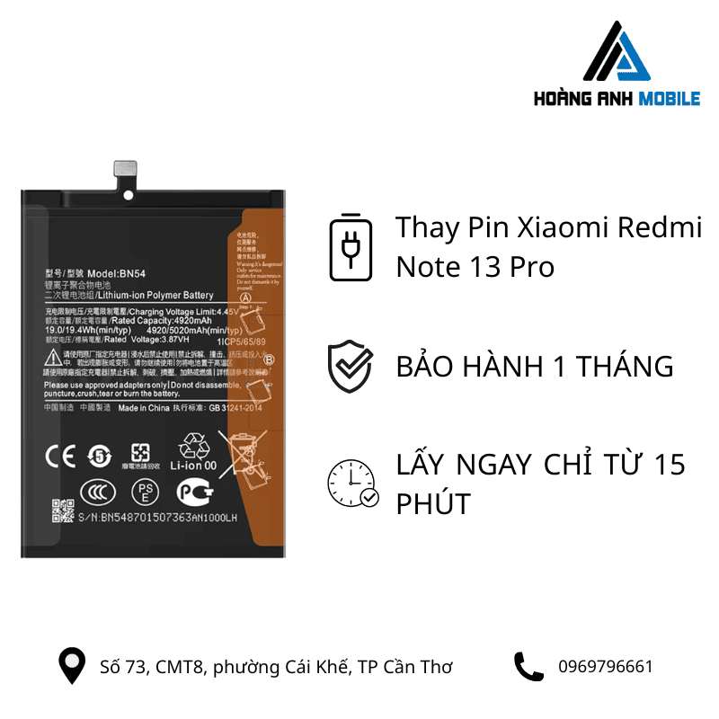 Thay Pin Xiaomi Redmi Note 13 Pro