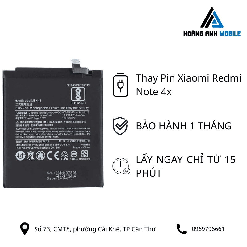 Thay Pin Xiaomi Redmi Note 4x