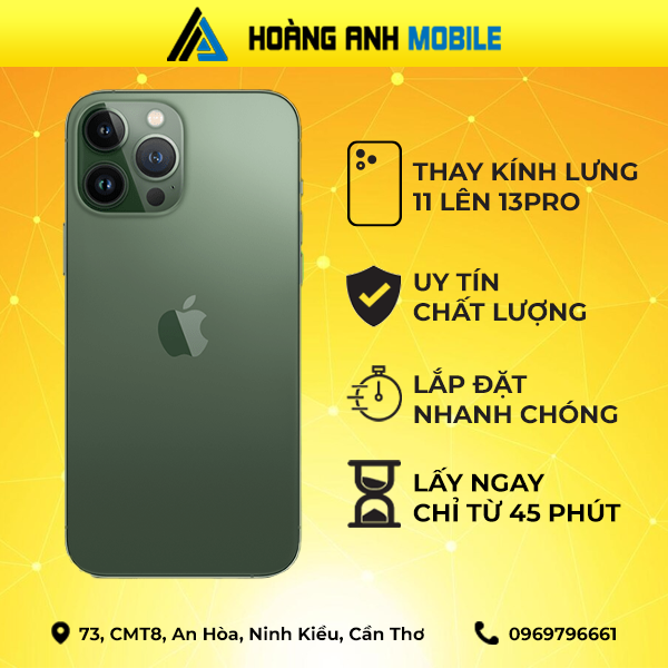 Thay kính lưng iPhone 11 lên 12 Pro/13Pro/14Pro/15Pro/16Pro