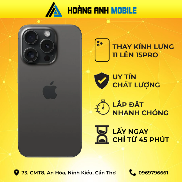 Thay kính lưng iPhone 11 lên 15Pro/16Pro