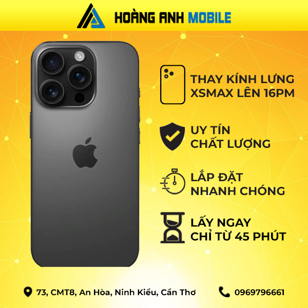 Thay kính lưng iPhone Xs Max lên 16Prm